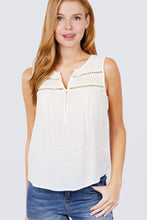 Load image into Gallery viewer, Sleeveless Front Pleats Detail W/button Woven Top
