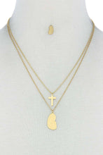 Load image into Gallery viewer, Stylish Double Layer Cross And Mary Necklace And Earring Set
