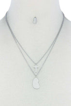 Load image into Gallery viewer, Stylish Double Layer Cross And Mary Necklace And Earring Set
