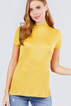 Load image into Gallery viewer, Short Sleeve Mock Neck Rayon Spandex Rib Top
