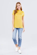 Load image into Gallery viewer, Short Sleeve Mock Neck Rayon Spandex Rib Top
