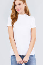 Load image into Gallery viewer, Short Sleeve Mock Neck Rayon Spandex Rib Top
