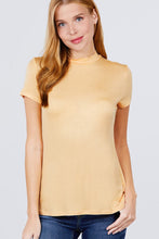 Load image into Gallery viewer, Short Sleeve Mock Neck Rayon Spandex Rib Top

