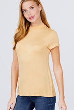 Load image into Gallery viewer, Short Sleeve Mock Neck Rayon Spandex Rib Top
