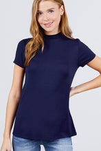 Load image into Gallery viewer, Short Sleeve Mock Neck Rayon Spandex Rib Top

