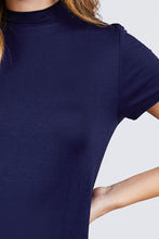 Load image into Gallery viewer, Short Sleeve Mock Neck Rayon Spandex Rib Top
