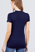 Load image into Gallery viewer, Short Sleeve Mock Neck Rayon Spandex Rib Top
