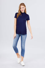 Load image into Gallery viewer, Short Sleeve Mock Neck Rayon Spandex Rib Top
