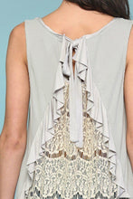 Load image into Gallery viewer, Sleeveless Back Lace Ruffle Detail Tank Top
