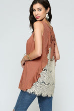 Load image into Gallery viewer, Sleeveless Back Lace Ruffle Detail Tank Top
