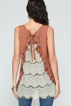 Load image into Gallery viewer, Sleeveless Back Lace Ruffle Detail Tank Top
