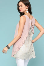 Load image into Gallery viewer, Sleeveless Back Lace Ruffle Detail Tank Top

