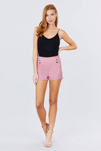 Load image into Gallery viewer, High Waist Button Detail Rolled Up Woven Short Pants
