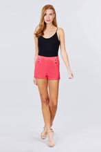 Load image into Gallery viewer, High Waist Button Detail Rolled Up Woven Short Pants

