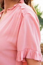 Load image into Gallery viewer, Ruffle Mock Notched Neck Short Sleeve Solid Top
