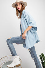 Load image into Gallery viewer, Soft And Lightweight Dolman Slvs Washed Denim Linen Look Open Cardigan
