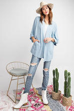 Load image into Gallery viewer, Soft And Lightweight Dolman Slvs Washed Denim Linen Look Open Cardigan
