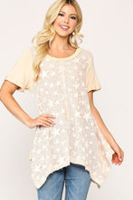 Load image into Gallery viewer, Star Textured Knit Mixed Tunic Top With Shark Bite Hem
