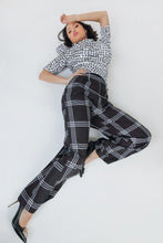 Load image into Gallery viewer, High Waist Plaid Print Wide Leg Pants

