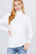 Load image into Gallery viewer, Long Sleeve With Metal Button Detail Turtle Neck Viscose Sweater
