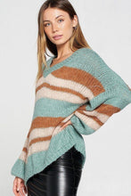 Load image into Gallery viewer, V-neck Cozy Thick Knit Stripe Pullover Sweater

