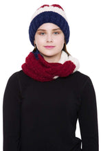 Load image into Gallery viewer, Stripe Pattern Infinity Scarf And Knit Hat Set
