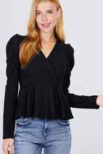 Load image into Gallery viewer, Surplice W/ribbon Tie Peplum Top
