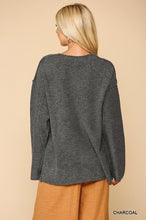 Load image into Gallery viewer, V-neck Solid Soft Sweater Top With Cut Edge

