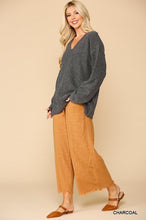 Load image into Gallery viewer, V-neck Solid Soft Sweater Top With Cut Edge
