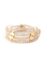 Load image into Gallery viewer, Glass Bead Metal Cross Multi Stretch Bracelet
