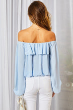 Load image into Gallery viewer, Off Shoulder Ruffle Bubble Sleeve Top
