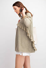 Load image into Gallery viewer, Long Sleeve Ruffled Detailing Oil Washed Knit Tunic

