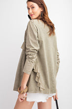 Load image into Gallery viewer, Long Sleeve Ruffled Detailing Oil Washed Knit Tunic
