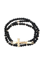 Load image into Gallery viewer, Multi Layer Bead Metal Cross Bracelet
