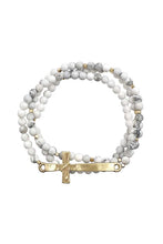 Load image into Gallery viewer, Multi Layer Bead Metal Cross Bracelet
