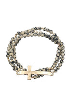 Load image into Gallery viewer, Multi Layer Bead Metal Cross Bracelet
