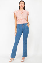Load image into Gallery viewer, Floral Flutter Sleeves Peasant Style Smocked Top

