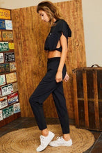 Load image into Gallery viewer, Hoodie Waist Adjustable Contrast Mesh Crop Top
