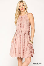 Load image into Gallery viewer, Tie Dye Halter Neck Waist Smocked Dress With Side Tie And Pockets
