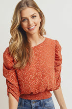 Load image into Gallery viewer, Smocked Band Top With Shirring Puff Sleeve
