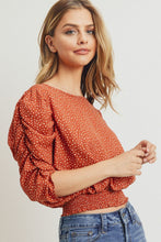Load image into Gallery viewer, Smocked Band Top With Shirring Puff Sleeve
