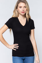 Load image into Gallery viewer, Basics Short Sleeve V-neck Rib Top
