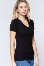 Load image into Gallery viewer, Basics Short Sleeve V-neck Rib Top

