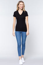 Load image into Gallery viewer, Basics Short Sleeve V-neck Rib Top
