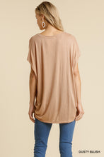 Load image into Gallery viewer, Short Sheer Dolman Sleeve Scoop Neck Top With Side Slit
