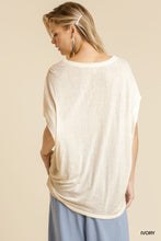 Load image into Gallery viewer, Short Sheer Dolman Sleeve Scoop Neck Top With Side Slit
