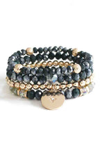 Load image into Gallery viewer, Crystal Metal Bead Stretch Bracelet Set
