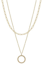 Load image into Gallery viewer, 2 Layered Metal Chain Round Pendant Necklace
