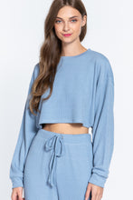 Load image into Gallery viewer, Long Dolman Sleeve Hacci Crop Top
