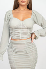 Load image into Gallery viewer, Sparkling Long Sleeves Ruching Back &amp; Skirts Set
